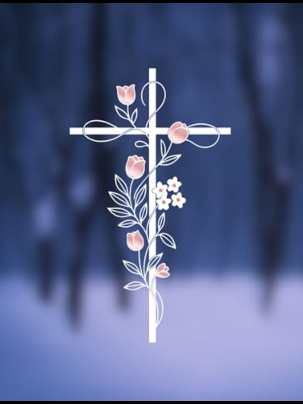 Floral Christian Cross Car Decal Weather Resistant Glass Sticker